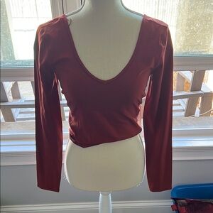 Elegant Red V-Neck Women's Top